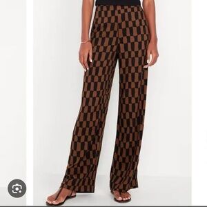 Old Navy Brown and Black Checkerboard Wide-Leg Pants